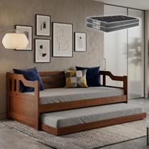 Sofá Cama de Madeira Maciça Perfeito para Sala de Estar ou Quarto de Hóspedes Compacto - Castanho