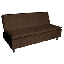 Sofá Cama Decorativo 2 Lugares Encosto Reclinável 190cm Impala Suede Marrom G23 - Gran Belo