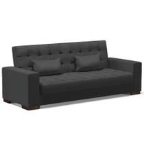 Sofá Cama Decorativo 210cm Beesley Pu Preto Fosco G19 - Gran Belo