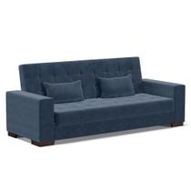 Sofá Cama Decorativo 210cm Beesley Suede Azul Marinho G19 - Gran Belo