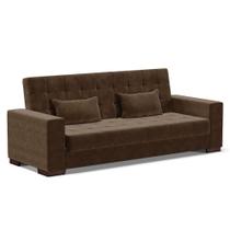 Sofá Cama Decorativo 210cm Beesley Suede Marrom G19 - Gran Belo