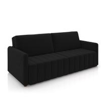 Sofá-Cama Decorativo Retrátil Thanos 2 Lugares 192cm Veludo Preto G45 - Gran Belo