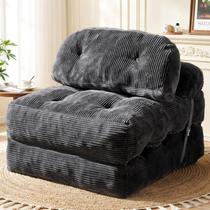 Sofá-Cama Dobrável Vellorise Cadeira Conversível Cinza Escuro Sofá-Cama Dobrável Vellorise Cadeira Conversível Cinza Escuro