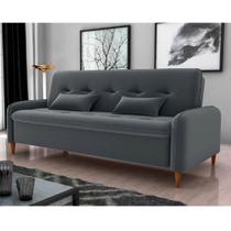 Sofá-cama Donna 3 Lugares Reclinável Veludo Cinza - Matrix Sofá-cama Donna 3 Lugares Reclinável Veludo Cinza - Matrix