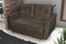 Sofá Cama Drika Veludo Marrom E426 - Matrix