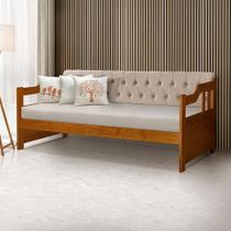 Sofá Cama Dublin Mona Estofado Capitonê Veludo Bege Madeira Maciça - Castanho Sofá Cama Dublin Mona Estofado Capitonê Veludo Bege Madeira Maciça - Castanho