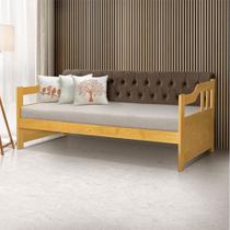 Sofá Cama Dublin Mona Estofado Capitonê Veludo Marrom Madeira - Imbuia