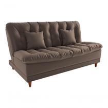 Sofá Cama Duda Veludo Marrom Matrix Sala Premium 3 Lugares