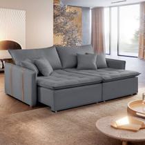 Sofá Cama em Madeira Eucalipto 200cm Detroid Yescasa Veludo