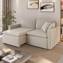 Sofá Cama em Madeira Eucalipto e Bouclê 210cm Uruguai Sofá Cama em Madeira Eucalipto e Bouclê 210cm Uruguai