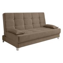Sofá Cama Equador 193 cm Encosto Reclinável Veludo Cappucino Pés Plástico Cromado K01 - D'Rossi