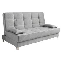 Sofá Cama Equador 193 cm Encosto Reclinável Veludo Cinza Pés Plástico Cromado K01 - D'Rossi