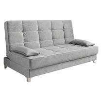 Sofá Cama Equador 193 Cm Veludo Pés Plástico Cromado Cinza Sofá Cama Equador 193 Cm Veludo Pés Plástico Cromado Cinza