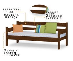 Sofa Cama Esmeralda de Madeira Maciça Cor Castanho Transforme Seu Espaço com Conforto e Elegância