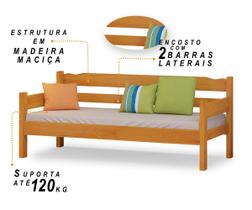 Sofa Cama Esmeralda de Madeira Maciça Cor Mel Transforme Seu Espaço com Conforto e Elegância