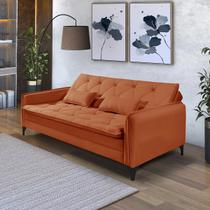 Sofá Cama Estofado D26 Suede Pés em Aço c/ Sapata Antirisco Cor:Bege