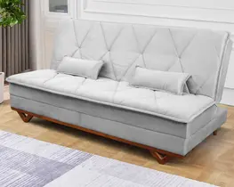 Sofá Cama Estoril 1,90m Cinza Suede Velut - King House