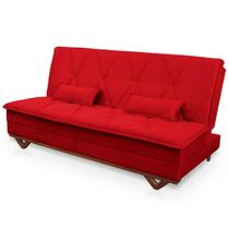 Sofá Cama Estoril 1,90m Vermelho Suede Velut - King House Sofá Cama Estoril 1,90m Vermelho Suede Velut - King House