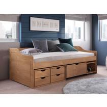 Sofá Cama Floro 5 Gavetas e 1 Nicho - Amêndoa Sofá Cama Floro 5 Gavetas e 1 Nicho - Amêndoa