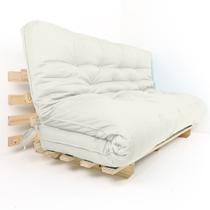 Sofa Cama Futon Oriental King Branco Off Acquablock Madeira Maciça Pinus Natural Sem Pintura