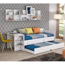 Sofa Cama Helena com Cama Auxiliar 2 Gavetas e Escrivaninha - Branco