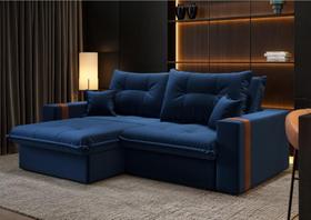 Sofá-cama Ipanema 3 Lugares Linho Azul Marinho 200cm