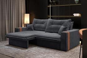 Sofá-cama Ipanema 3 Lugares Suede Grafite 200cm - CIALAR MÓVEIS