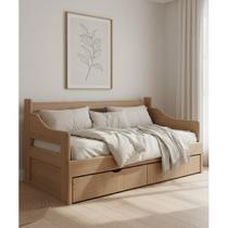 Sofa Cama Jaquirana 02 Gavetas 1,90 X 65/1,10 Aberto - Madeira Macica - Moveis De Gramado