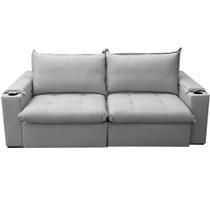 Sofá Cama Julia 4 Lugares Retrátil Tecido Linho 220cm Zarat Cor Prata