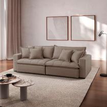 Sofá Cama Jupiter 3 Lugares Retrátil Reclinável 2,30m Linho com Molas Ensacadas Marrom Sofá Cama Jupiter 3 Lugares Retrátil Reclinável 2,30m Linho com Molas Ensacadas Marrom