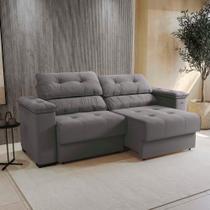 Sofá Cama Kappesberg Stelo Veludo Titânio 230cm Sofá Cama Kappesberg Stelo Veludo Titânio 230cm