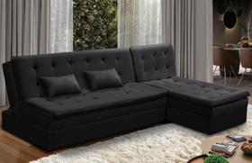 Sofá Cama King 5 Lugares 2,70m Alice Suede Preto Adonai Estofados