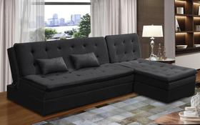 Sofá Cama King 5 Lugares 2,70m Amélia Suede Preto Mirra Decor Sofá Cama King 5 Lugares 2,70m Amélia Suede Preto Mirra Decor
