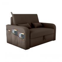 Sofá Cama Lady Day 2 Lugares Conforto Veludo Marrom Matrix Sala Com Baú