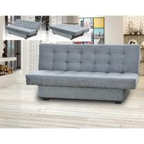 Sofá Cama Laila com Pés em Alumínio - Suede Amassado Cinza Sofá Cama Laila com Pés em Alumínio - Suede Amassado Cinza
