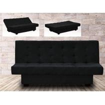 Sofá Cama Laila com Pés em Alumínio - Suede Amassado Preto