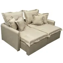 Sofá Cama Lima 180cm em Linho 2 Lugares Retrátil e Reclinável União Cor Bege