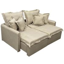 Sofá Cama Lima 200cm em Linho 3 Lugares Retrátil e Reclinável União Cor Bege