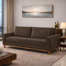 Sofá Cama Living Reclinável 223cm Pés em Madeira Maciça Lyon Sofá Cama Living Reclinável 223cm Pés em Madeira Maciça Lyon