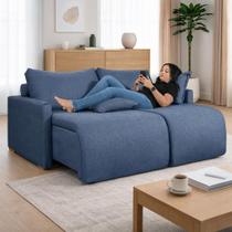 Sofá Cama Living Retrátil Milão Com Almofadas Soltas 1,80 em Linho Cor: Bege Sofá Cama Living Retrátil Milão Com Almofadas Soltas 1,80 em Linho Cor: Bege