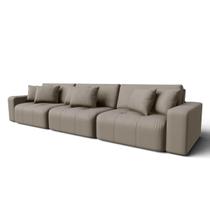 Sofá Cama Luxo Estocolmo Sem Caixa 3,26m em Veludo Cor:Castor Cascalho