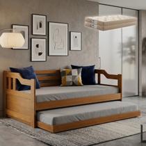 Sofá Cama Madeira Maciça, 2 Colchões D33 Alta Resiliência, Cama Auxiliar, Verniz Semi Brilho - Imbuia Sofá Cama Madeira Maciça, 2 Colchões D33 Alta Resiliência, Cama Auxiliar, Verniz Semi Brilho - Imbuia