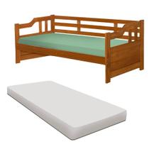 Sofá Cama Madeira Maciça Com Colchão Solteiro Castanho Shop JM