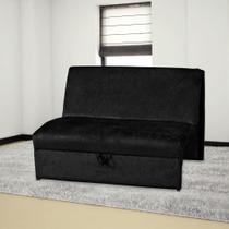 Sofá Cama Malú 2 Lugares - Suede Amassado - Preto Sofá Cama Malú 2 Lugares - Suede Amassado - Preto