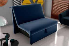 Sofá Cama Malu Veludo Azul E433 - Matrix