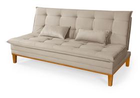 Sofá Cama Mob Estofado em Suede Pés em Madeira Reforçado +Nf