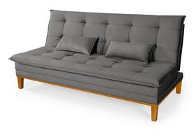 Sofá Cama Mob Estofado em Suede Pés em Madeira Reforçado +Nf