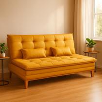 Sofa Cama Mobly Suede Moderno Quarto Sala 3 Lugares Pes De Madeira