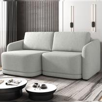 Sofá Cama Modulado Retrátil e Reclinável Decorativo Varsóvia 216cm Linho Cinza G33 - Gran Belo