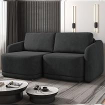 Sofá Cama Modulado Retrátil e Reclinável Decorativo Varsóvia 216cm Veludo Cinza Chumbo G33 - Gran Belo